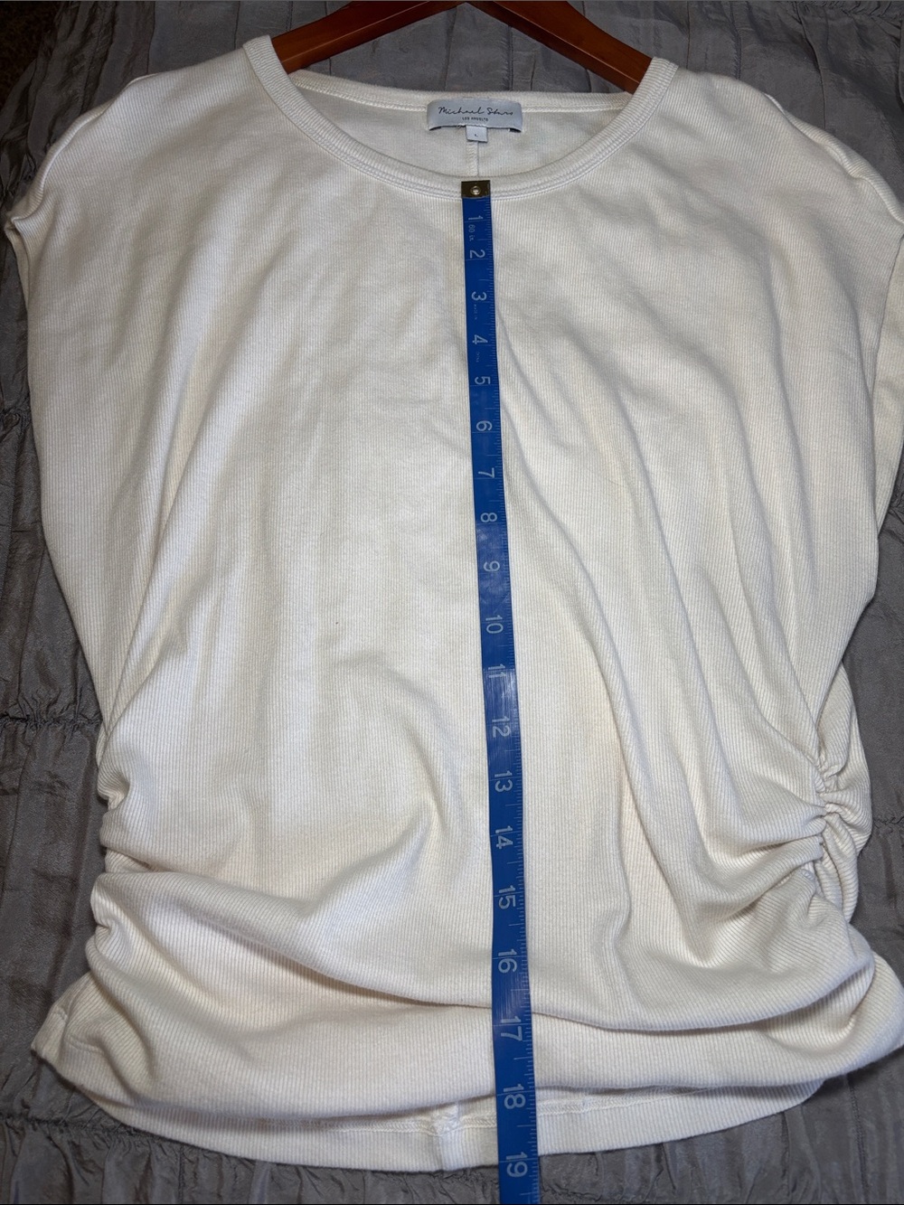 Michael Stars Off-White Side-Ruched Dolman Tunic - Picture 9 of 9
